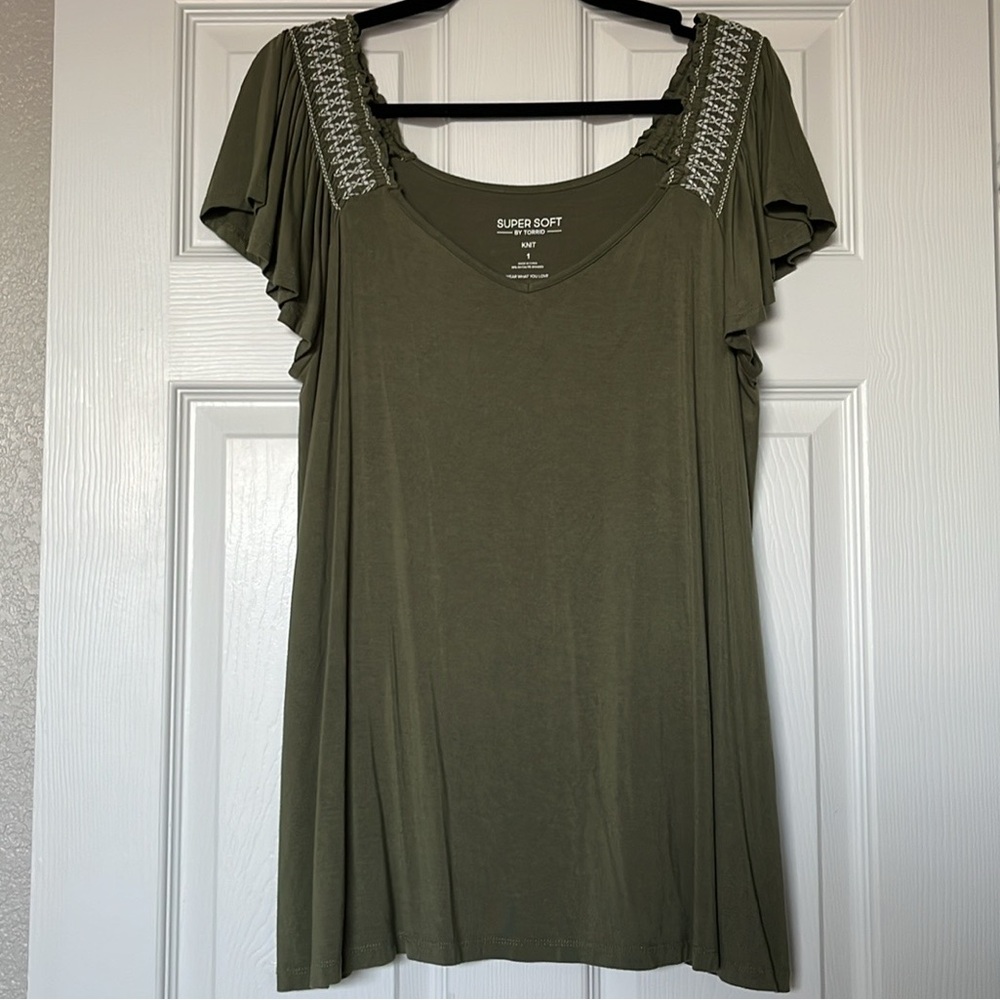 Torrid Green Embellished Blouse Relaxed Fit